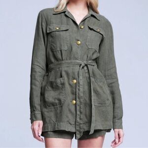 NWT L'AGENCE Jamila Linen Utility Jacket
Green Size Small